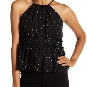 Joie metallic silk halter blouse